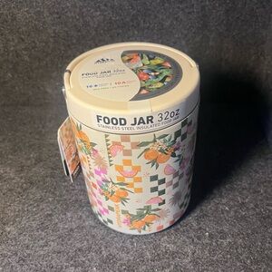 Hydrapeak 32oz Stainless Steel Insulated Food Jar oranges and checkered pattern